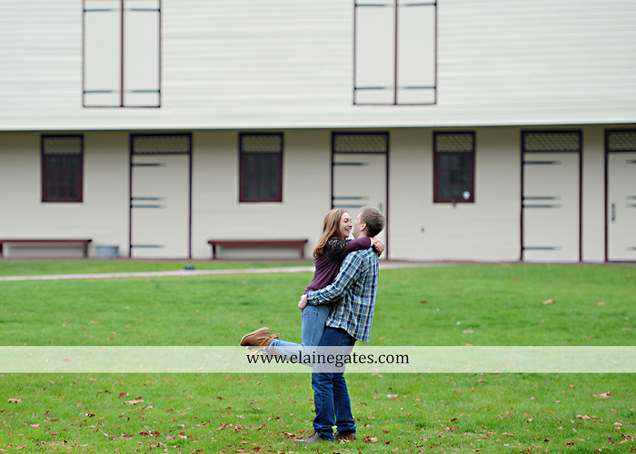 Mechanicsburg Central PA engagement portrait photographer outdoor water river trees leaves rocks dog path pumpkins covered bridge steps stone barn kiss kg 11