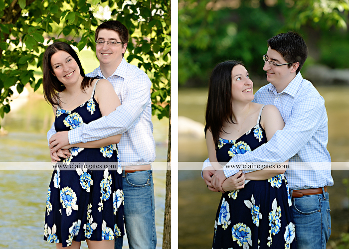 Mechanicsburg Central PA engagement portrait photographer outdoor water stream creek trees path bridge covered bridge messiah college hug kiss tt 1