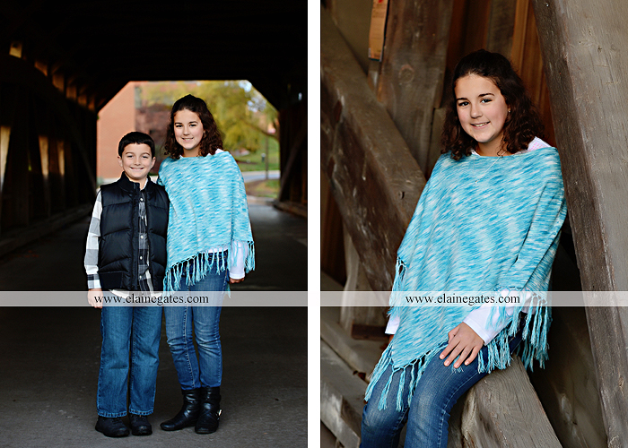 Mechanicsburg Central PA kids children portrait photographer outdoor boy girl brother sister water creek stream covered bridge messiah college leaves rocks wooden beams pittsburgh steelers path lg 4