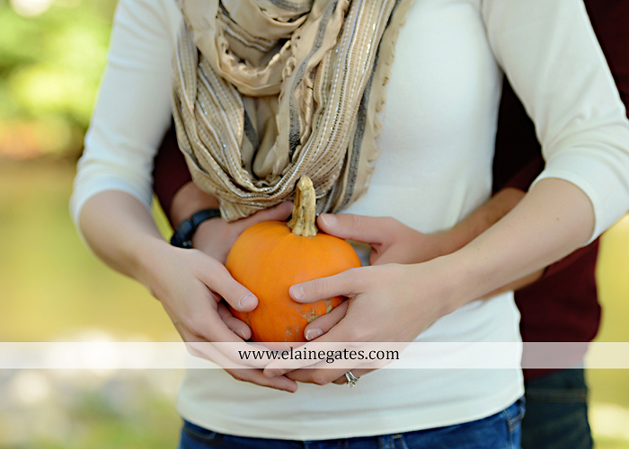 Mechanicsburg Central PA portrait photographer maternity outdoor leaves water stream creek dog pumpkin covered bridge path woods trees kiss expecting mc 2