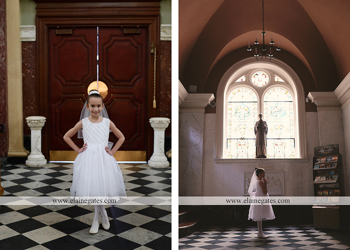 Mechanicsburg Central PA portrait photographer outdoor indoor church stained glass window pews steps door prayer first holy communion rosary beads st. patrick cathedral harrisburg ad 01