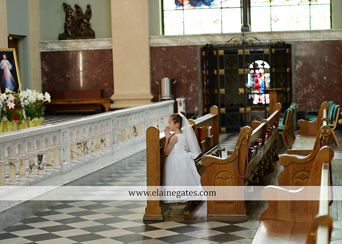 Mechanicsburg Central PA portrait photographer outdoor indoor church stained glass window pews steps door prayer first holy communion rosary beads st. patrick cathedral harrisburg ad 06