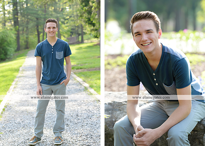 Mechanicsburg Central PA senior portrait photographer outdoor boy guy path rocks covered bridge messiah college wooden beams water stream creek grass brick steps field chair hello jm 01