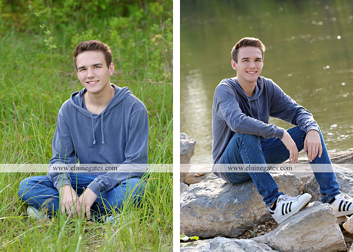 Mechanicsburg Central PA senior portrait photographer outdoor boy guy path rocks covered bridge messiah college wooden beams water stream creek grass brick steps field chair hello jm 06