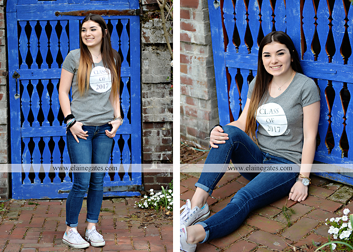 Mechanicsburg Central PA senior portrait photographer outdoor girl female Venue Chilton brick wall stone wall iron gate road trees steps MASH mechanicsburg area school district ed 2