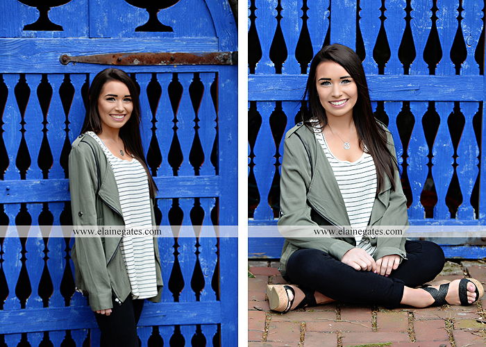 Mechanicsburg Central PA senior portrait photographer outdoor girl female Venue Chilton brick wall stone wall iron gate shrub row camp hill high school cr 4