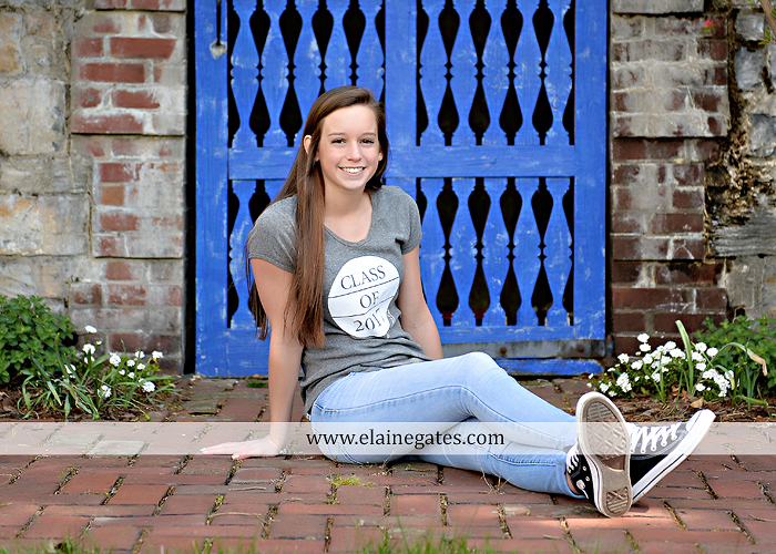 Mechanicsburg Central PA senior portrait photographer outdoor girl female Venue Chilton brick wall stone wall stone arch steps iron gate Northern high school kc 1