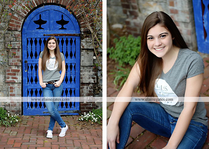 Mechanicsburg Central PA senior portrait photographer outdoor girl female Venue Chilton brick wall stone wall stone arch steps iron gate  red land high school RLHS k 1