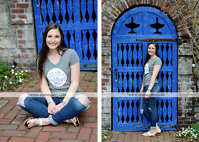 Mechanicsburg Central PA senior portrait photographer outdoor girl female Venue Chilton brick wall stone wall stone arch steps iron gate shrub row hedges cvhs cumberland valley high school jt 1