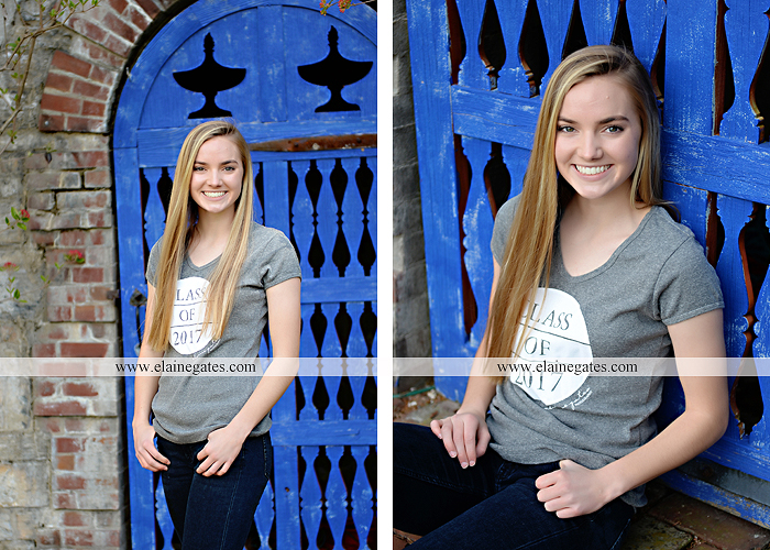 Mechanicsburg Central PA senior portrait photographer outdoor girl female Venue Chilton road trees brick wall stone wall stone arch steps iron gate MASH mechanicsburg area senior high nl 3