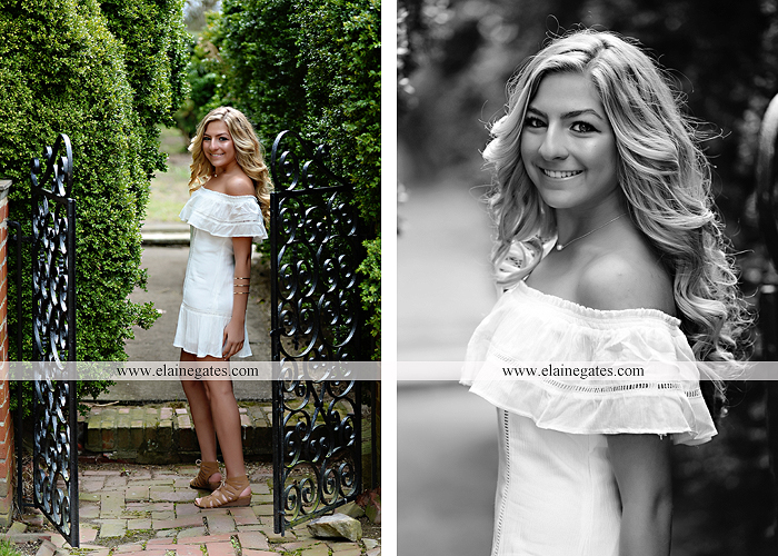 Mechanicsburg Central PA senior portrait photographer outdoor girl female Venue Chilton road trees brick wall stone wall stone arch steps iron gate trinity high school hedge row shrubs pw 4