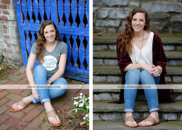 Mechanicsburg Central PA senior portrait photographer outdoor girl female Venue Chilton road trees brick wall stone wall stone arch steps iron gate trinity high school hedge row shrubs tk 2