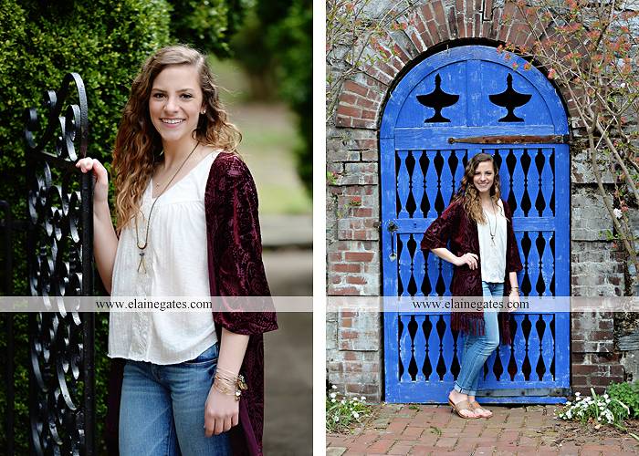 Mechanicsburg Central PA senior portrait photographer outdoor girl female Venue Chilton road trees brick wall stone wall stone arch steps iron gate trinity high school hedge row shrubs tk 4