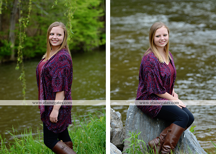Mechanicsburg Central PA senior portrait photographer outdoor girl female field grass trees flowers road fence water stream creek rock mother mom as 7