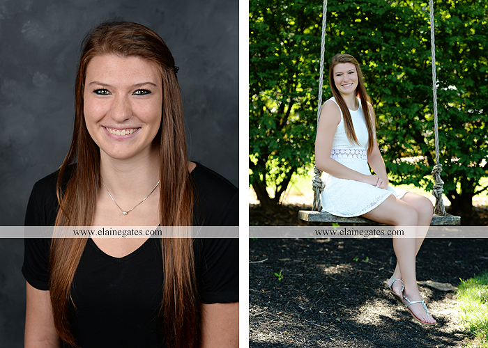 Mechanicsburg Central PA senior portrait photographer outdoor girl female formal swing iron bench tree hammock grass wildflowers field millers burg basketball road water stream creek fence rocks kb 01