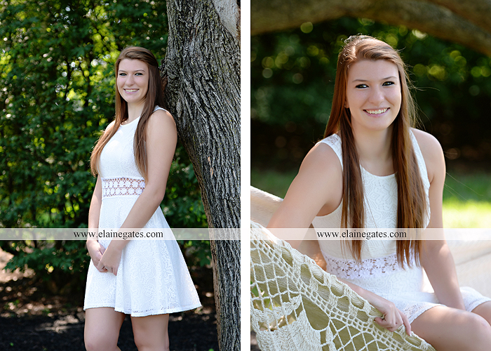 Mechanicsburg Central PA senior portrait photographer outdoor girl female formal swing iron bench tree hammock grass wildflowers field millers burg basketball road water stream creek fence rocks kb 03