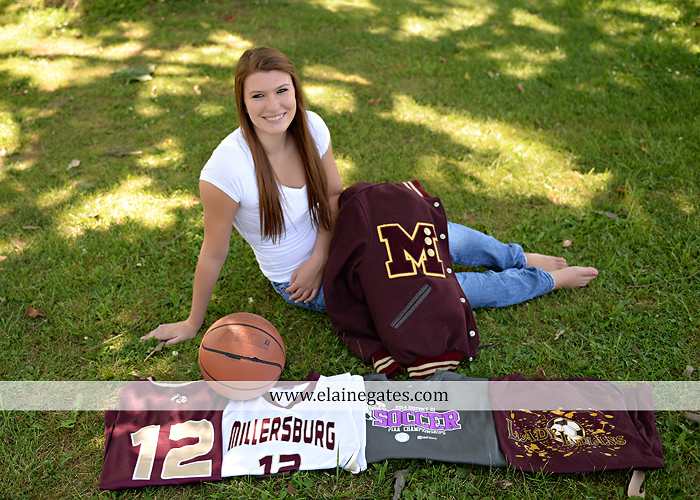 Mechanicsburg Central PA senior portrait photographer outdoor girl female formal swing iron bench tree hammock grass wildflowers field millers burg basketball road water stream creek fence rocks kb 07