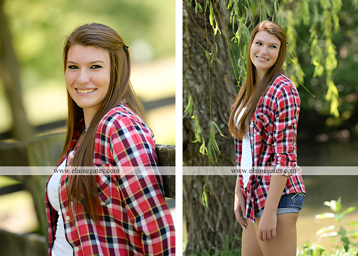 Mechanicsburg Central PA senior portrait photographer outdoor girl female formal swing iron bench tree hammock grass wildflowers field millers burg basketball road water stream creek fence rocks kb 11