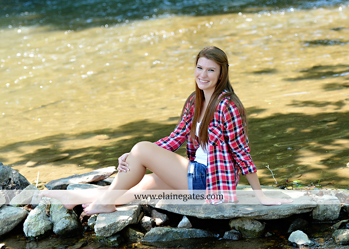 Mechanicsburg Central PA senior portrait photographer outdoor girl female formal swing iron bench tree hammock grass wildflowers field millers burg basketball road water stream creek fence rocks kb 12