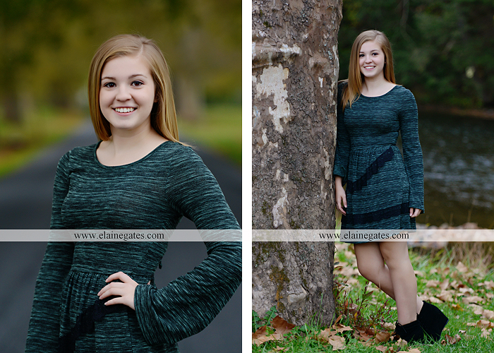 Mechanicsburg Central PA senior portrait photographer outdoor girl female road field fence water stream creek leaves fall hammock wooden swing grass rocks mp 01