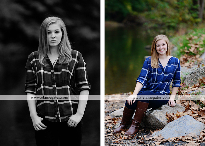 Mechanicsburg Central PA senior portrait photographer outdoor girl female road field fence water stream creek leaves fall hammock wooden swing grass rocks mp 05
