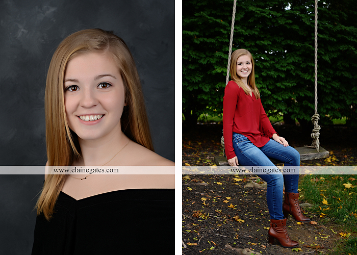 Mechanicsburg Central PA senior portrait photographer outdoor girl female road field fence water stream creek leaves fall hammock wooden swing grass rocks mp 09
