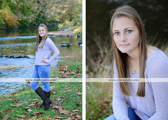 Mechanicsburg Central PA senior portrait photographer outdoor girl female road trees field water stream creek fall fence kg 6