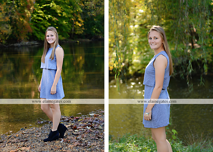 Mechanicsburg Central PA senior portrait photographer outdoor girl female road trees field water stream creek fall fence kg 9