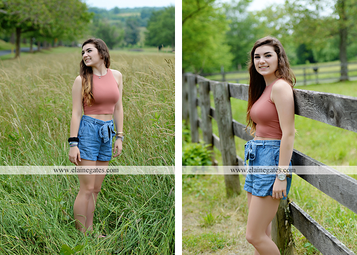 Mechanicsburg Central PA senior portrait photographer outdoor girl formal grass bench swing hammock wildflowers road field fence tree creek brick wall gate doorway steps staircase windows ed09