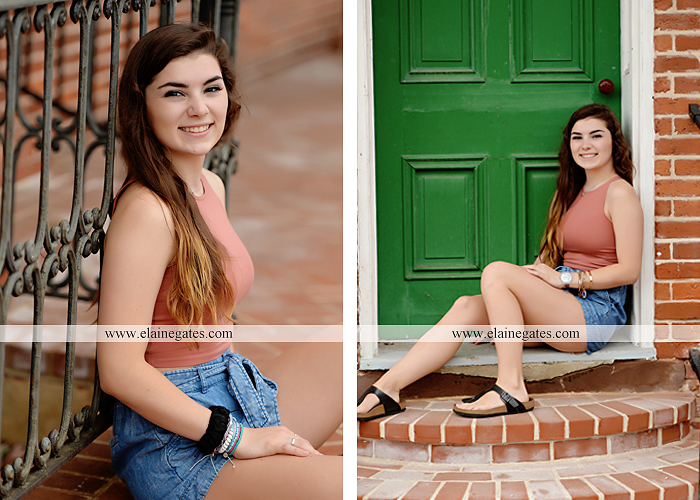 Mechanicsburg Central PA senior portrait photographer outdoor girl formal grass bench swing hammock wildflowers road field fence tree creek brick wall gate doorway steps staircase windows ed12