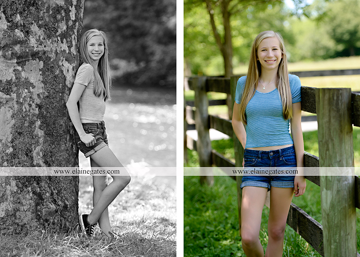 Mechanicsburg Central PA senior portrait photographer outdoor girl formal swing hammock iron bench grass field chair bow road tree water stream creek fence hw 7