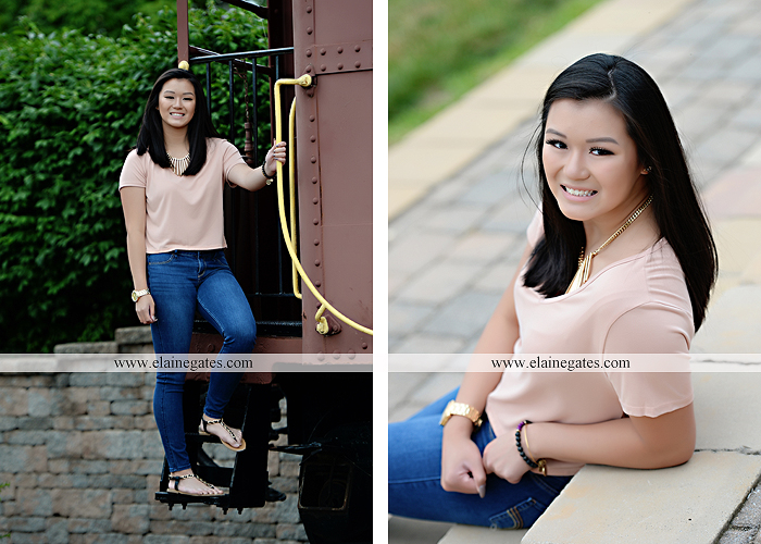 Mechanicsburg Central PA senior portrait photographer outdoor girl formal swing hammock iron bench grass wildflowers road train steps trees shore water stream creek bk 09