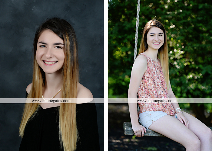 Mechanicsburg Central PA senior portrait photographer outdoor girl formal swing hammock iron bench road grass field water creek stream fence wildflowers tree sm 01