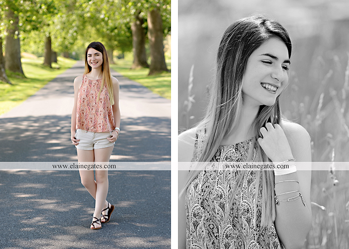 Mechanicsburg Central PA senior portrait photographer outdoor girl formal swing hammock iron bench road grass field water creek stream fence wildflowers tree sm 04