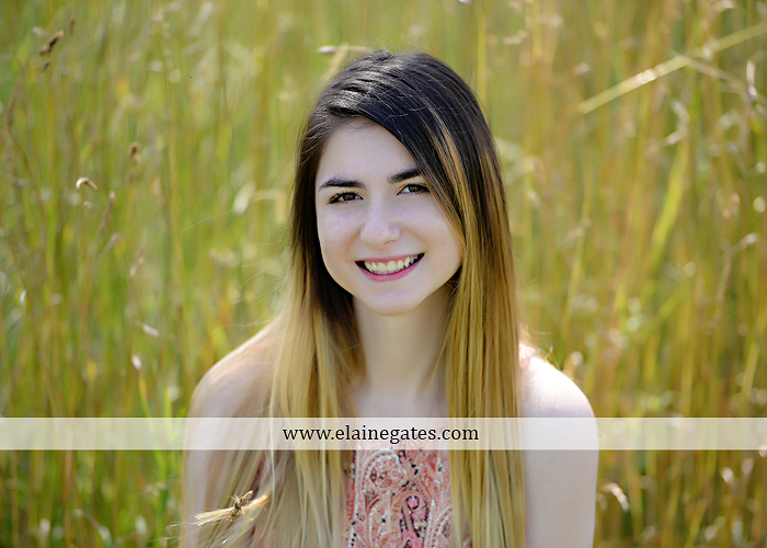 Mechanicsburg Central PA senior portrait photographer outdoor girl formal swing hammock iron bench road grass field water creek stream fence wildflowers tree sm 05