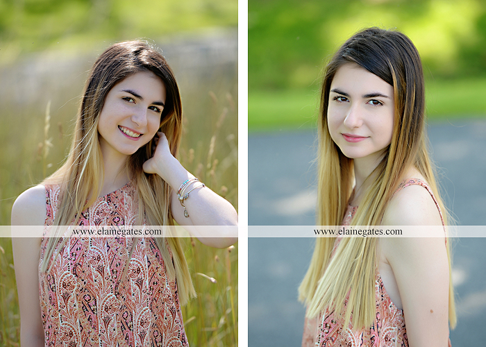 Mechanicsburg Central PA senior portrait photographer outdoor girl formal swing hammock iron bench road grass field water creek stream fence wildflowers tree sm 06