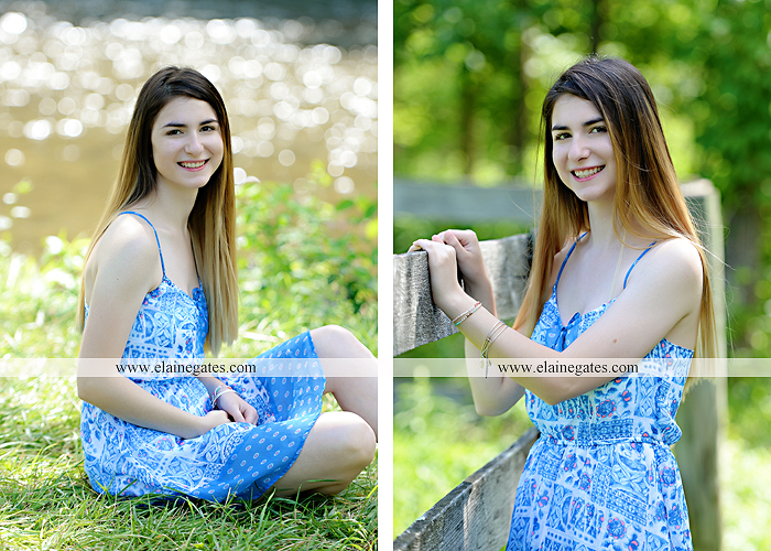 Mechanicsburg Central PA senior portrait photographer outdoor girl formal swing hammock iron bench road grass field water creek stream fence wildflowers tree sm 07