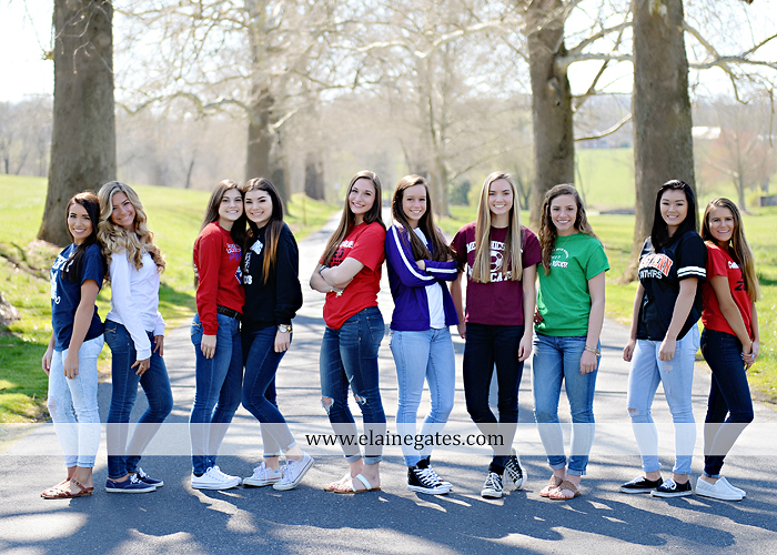Mechanicsburg Central PA senior portrait photographer outdoor girls females group road log cabin trees stone wall senior models ephs chhs mechanicsburg cumberland valley northern red land trinity 1