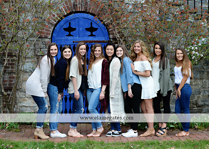 Mechanicsburg Central PA senior portrait photographer outdoor girls females group road log cabin trees stone wall senior models ephs chhs mechanicsburg cumberland valley northern red land trinity 7