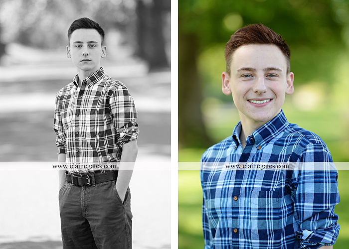 Mechanicsburg Central PA senior portrait photographer outdoor guy male formal road grass tree field water creek stream fence rocks nc 2