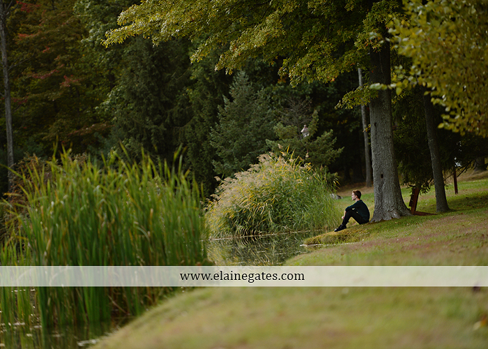 Mechanicsburg Central PA senior portrait photographer outdoor guy male formal trees grass field rustic barn fence pond water bench stump dw 12