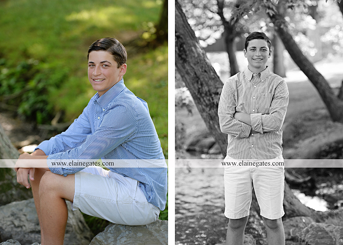 Mechanicsburg Central PA senior portrait photographer outdoor guy male formal trees rocks covered bridge messiah college water creek stream wooden beams golf lacrosse goal trinity bt 04