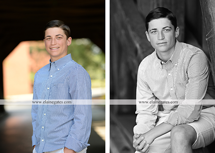 Mechanicsburg Central PA senior portrait photographer outdoor guy male formal trees rocks covered bridge messiah college water creek stream wooden beams golf lacrosse goal trinity bt 05