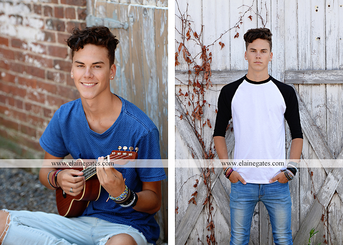 mechanicsburg-central-pa-senior-portrait-photographer-outdoor-male-guy-formal-brick-wall-urban-wooden-door-cracked-paint-bench-ukulele-ls-5