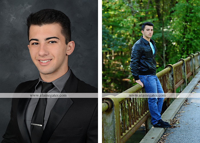Mechanicsburg Central PA senior portrait photographer outdoor studio formal male guy bridge road trees water stream creek covered bridge wooden beams messiah college path va 1