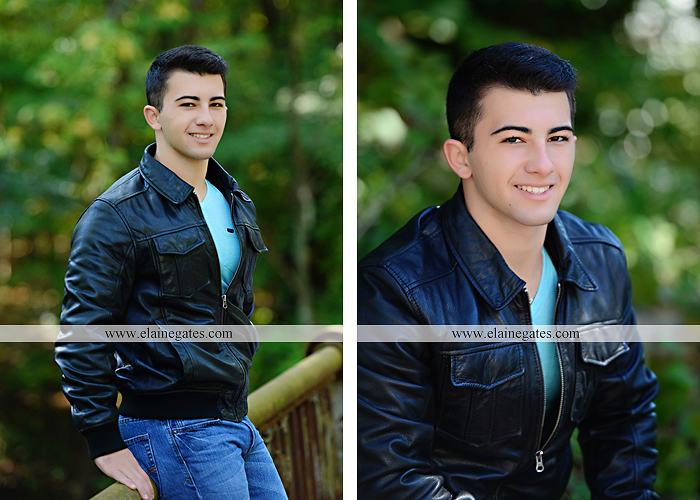 Mechanicsburg Central PA senior portrait photographer outdoor studio formal male guy bridge road trees water stream creek covered bridge wooden beams messiah college path va 3