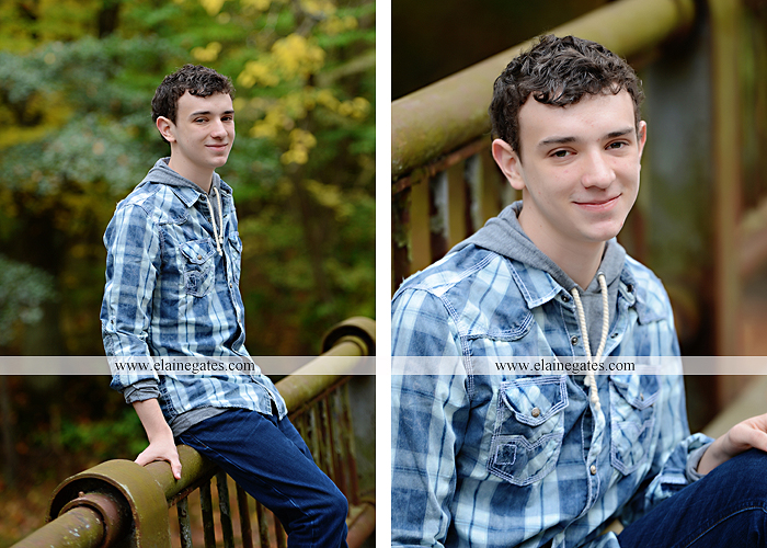 Mechanicsburg Central PA senior portrait photographer outdoor studio formal male guy violin rustic bridge grass trees covered bridge messiah college wooden beams jb 3